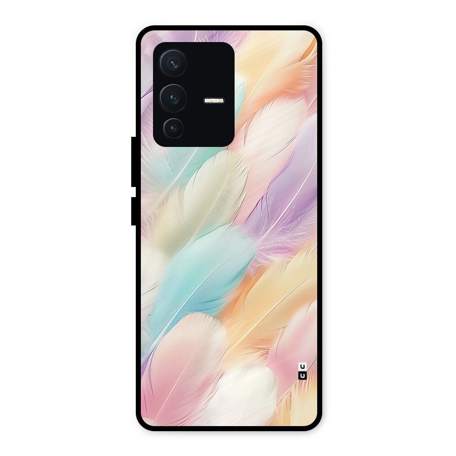 Pastel Feather Metal Back Case for Vivo V23 5G