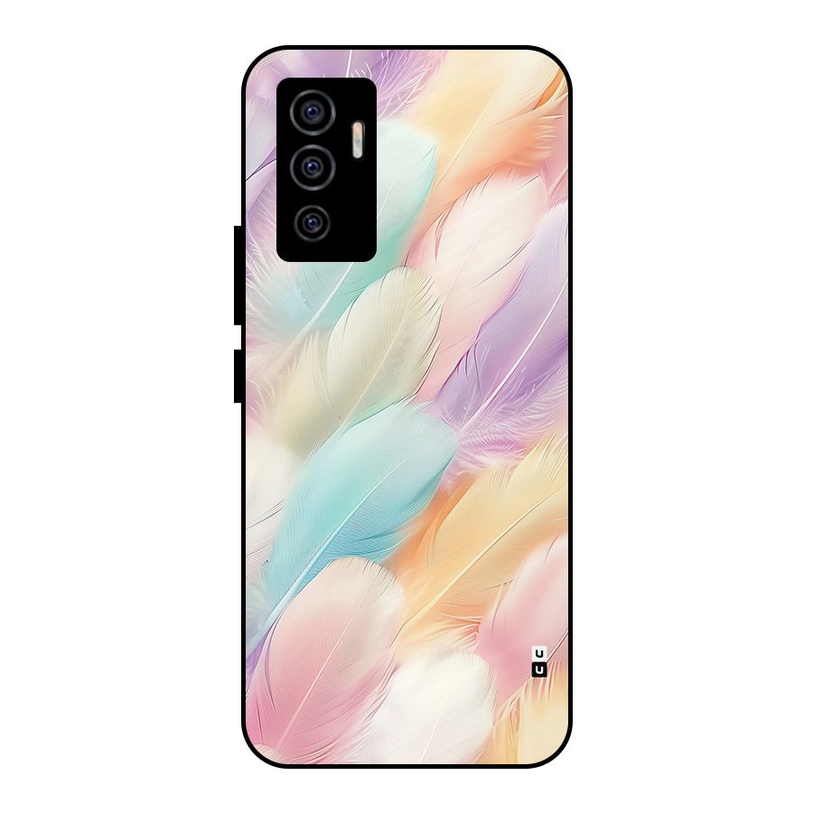 Pastel Feather Metal Back Case for Vivo V23e