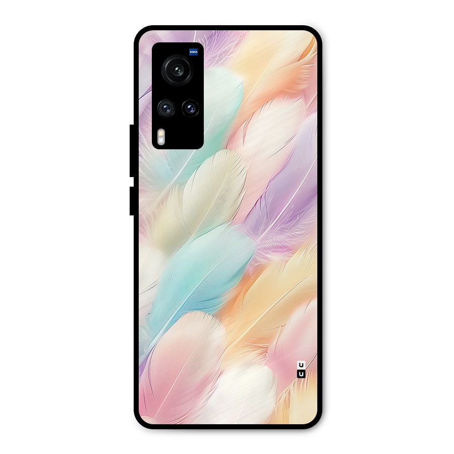 Pastel Feather Metal Back Case for Vivo X60