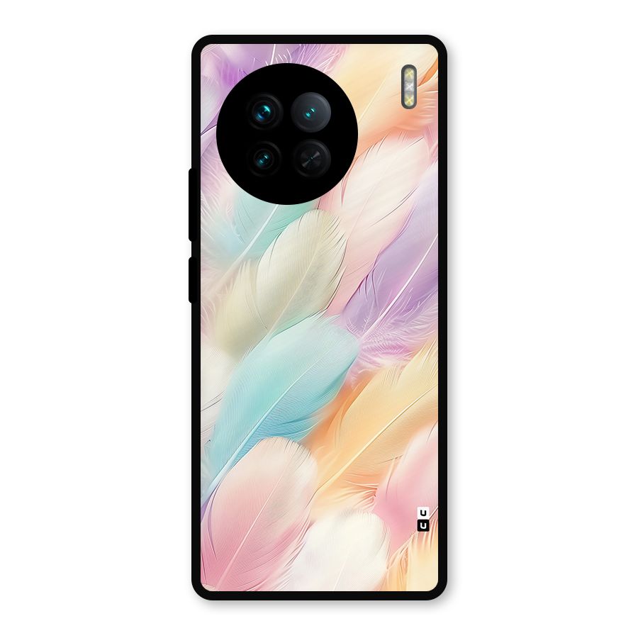 Pastel Feather Metal Back Case for Vivo X90