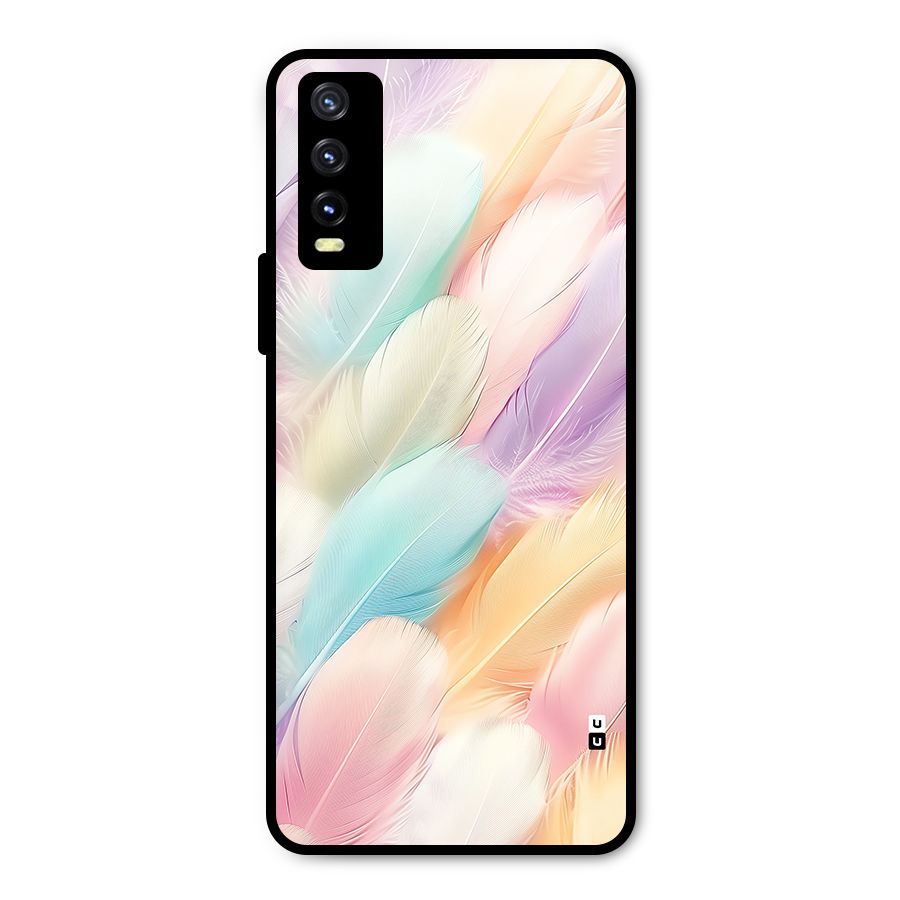 Pastel Feather Metal Back Case for Vivo Y20