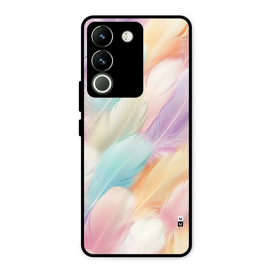 Pastel Feather Metal Back Case for Vivo Y200