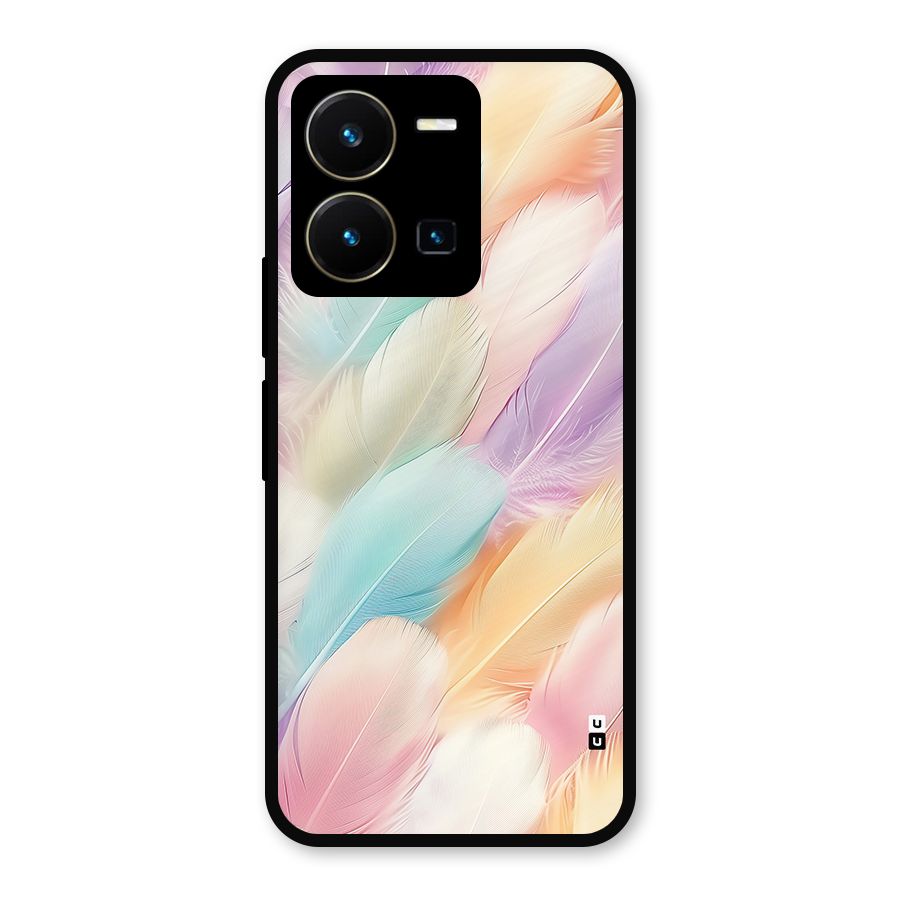 Pastel Feather Metal Back Case for Vivo Y35