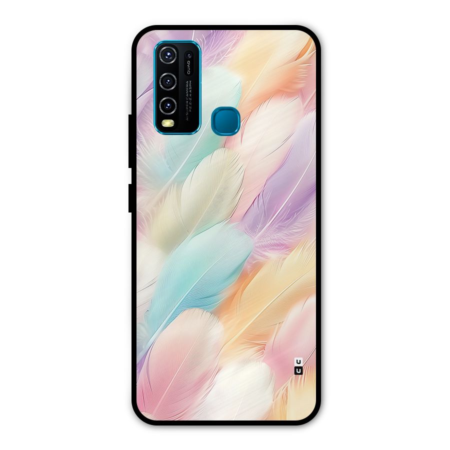 Pastel Feather Metal Back Case for Vivo Y50