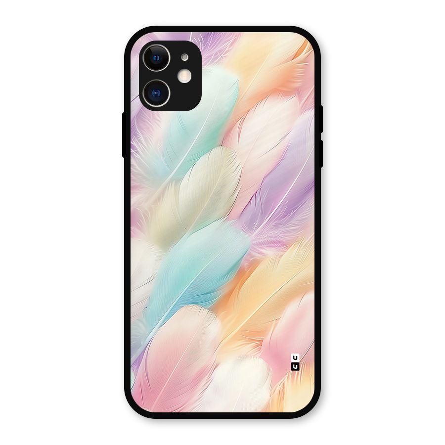 Pastel Feather Metal Back Case for iPhone 11