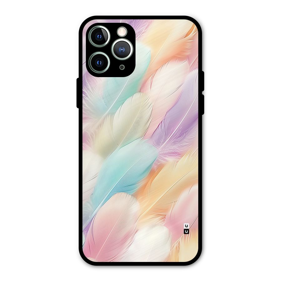 Pastel Feather Metal Back Case for iPhone 11 Pro Max