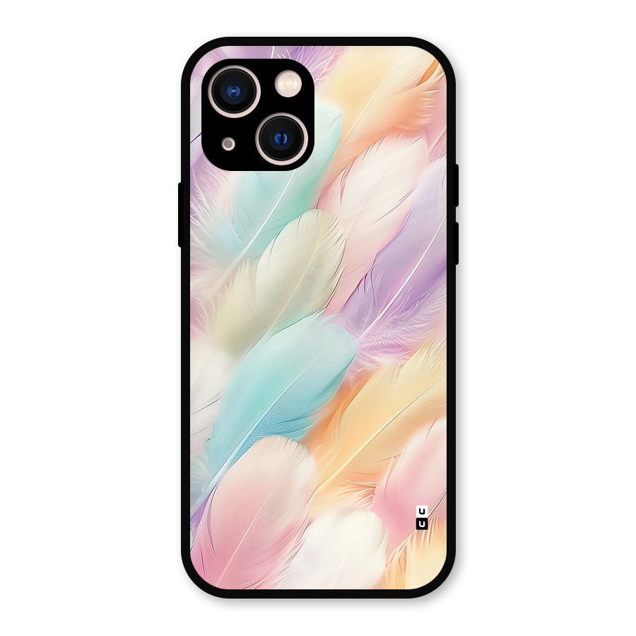 Pastel Feather Metal Back Case for iPhone 13