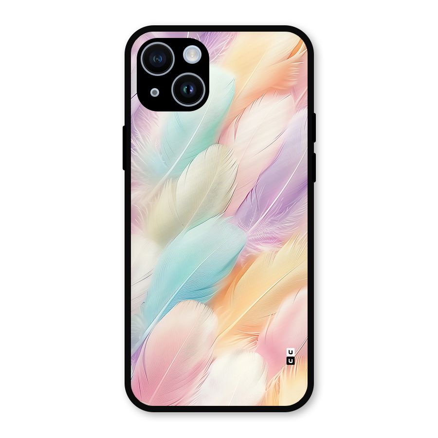 Pastel Feather Metal Back Case for iPhone 14
