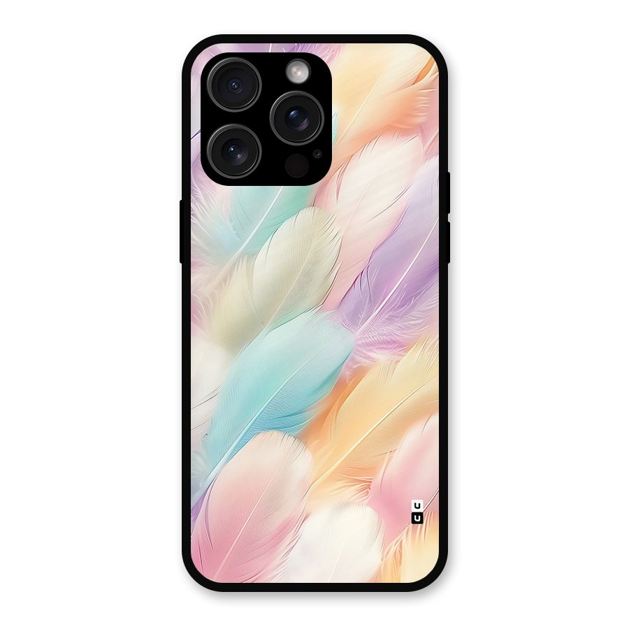 Pastel Feather Metal Back Case for iPhone 15 Pro Max