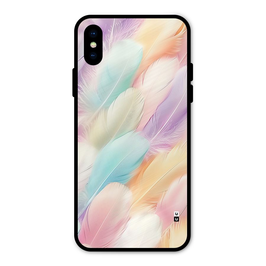 Pastel Feather Metal Back Case for iPhone X