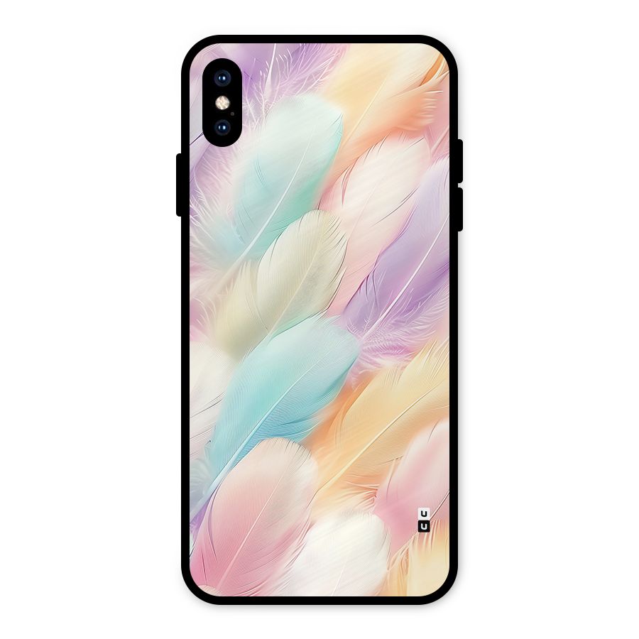 Pastel Feather Metal Back Case for iPhone XS Max