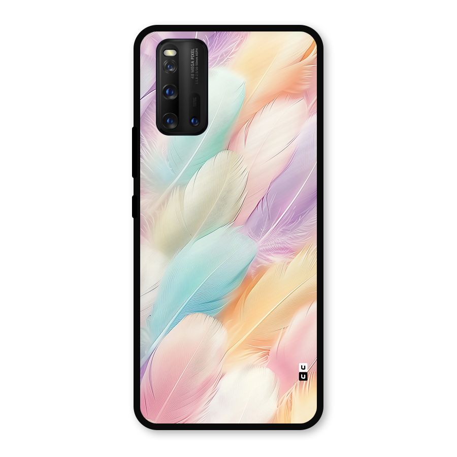 Pastel Feather Metal Back Case for iQOO 3