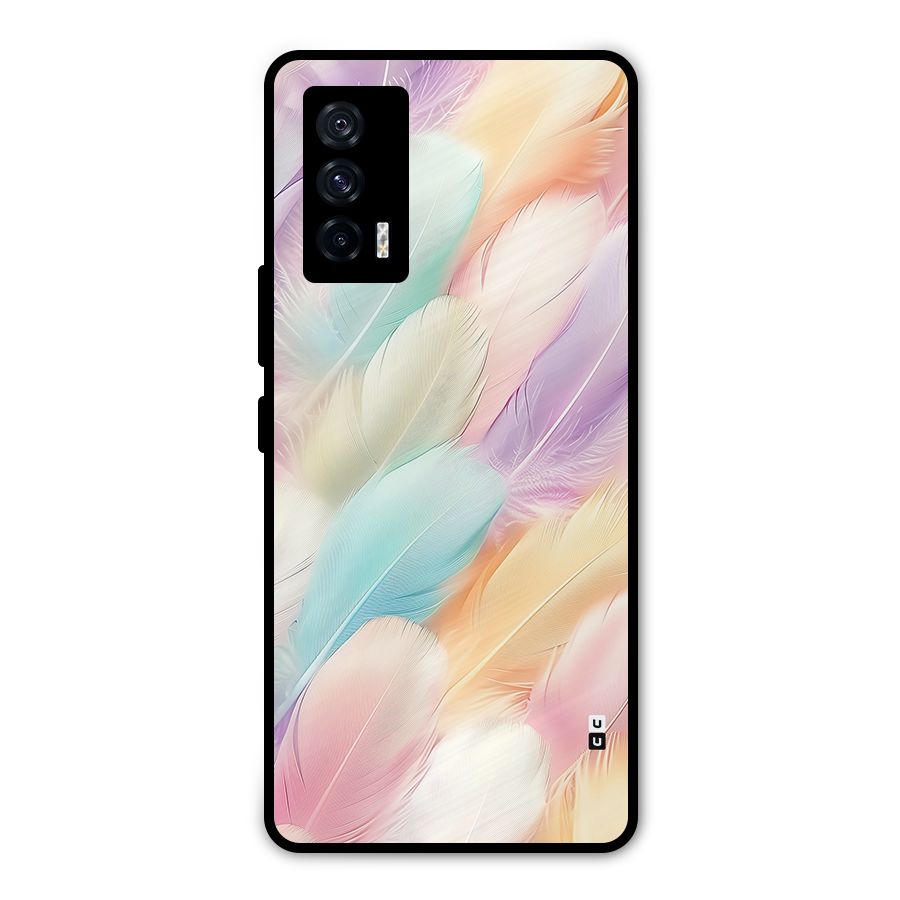 Pastel Feather Metal Back Case for iQOO 7 5G