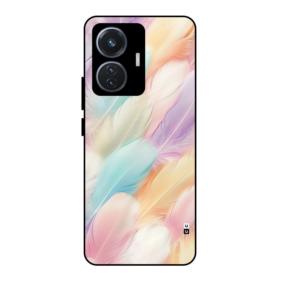 Pastel Feather Metal Back Case for iQOO Z6 44W