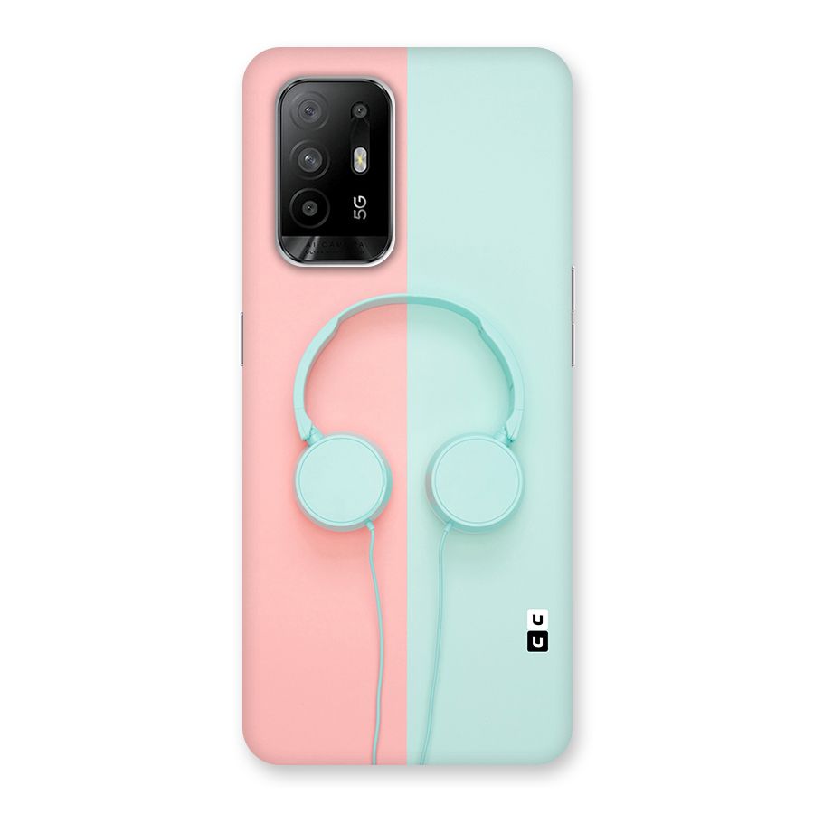 Pastel Headphones Glass Back Case for Oppo F19 Pro Plus 5G