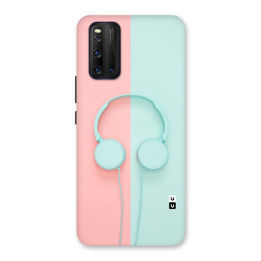 Pastel Headphones Glass Back Case for Vivo iQOO 3