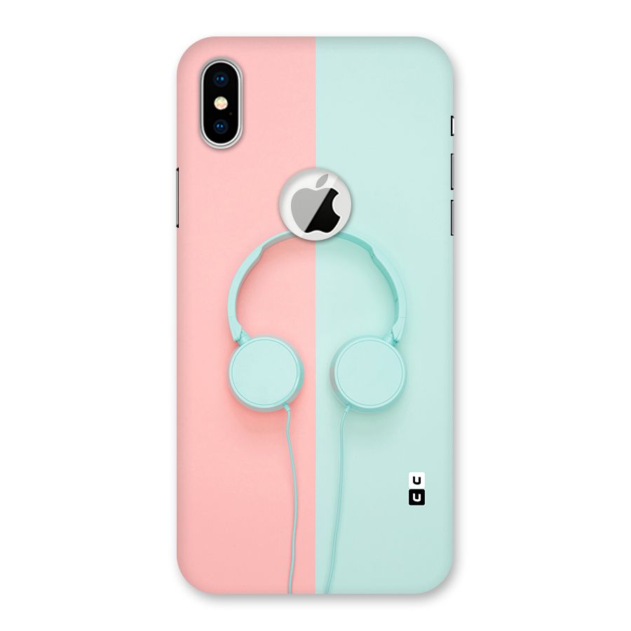 Pastel Headphones Back Case for iPhone XS Logo Cut