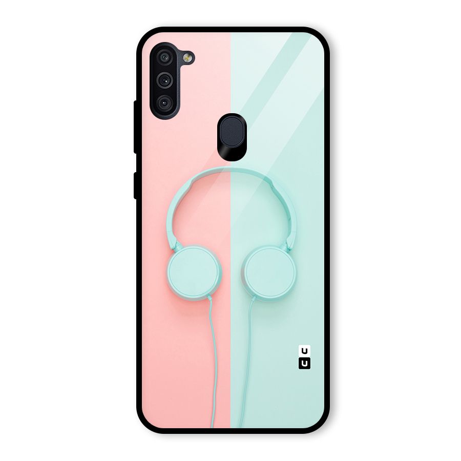 Pastel Headphones Glass Back Case for Galaxy M11