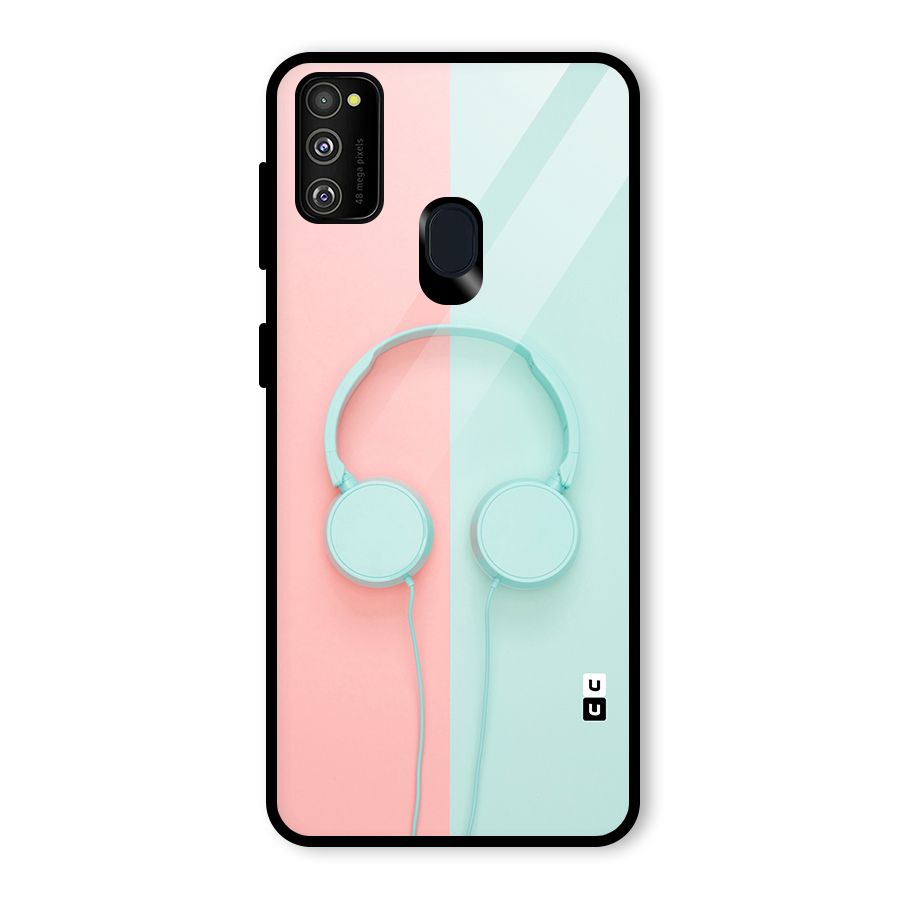Pastel Headphones Glass Back Case for Galaxy M21