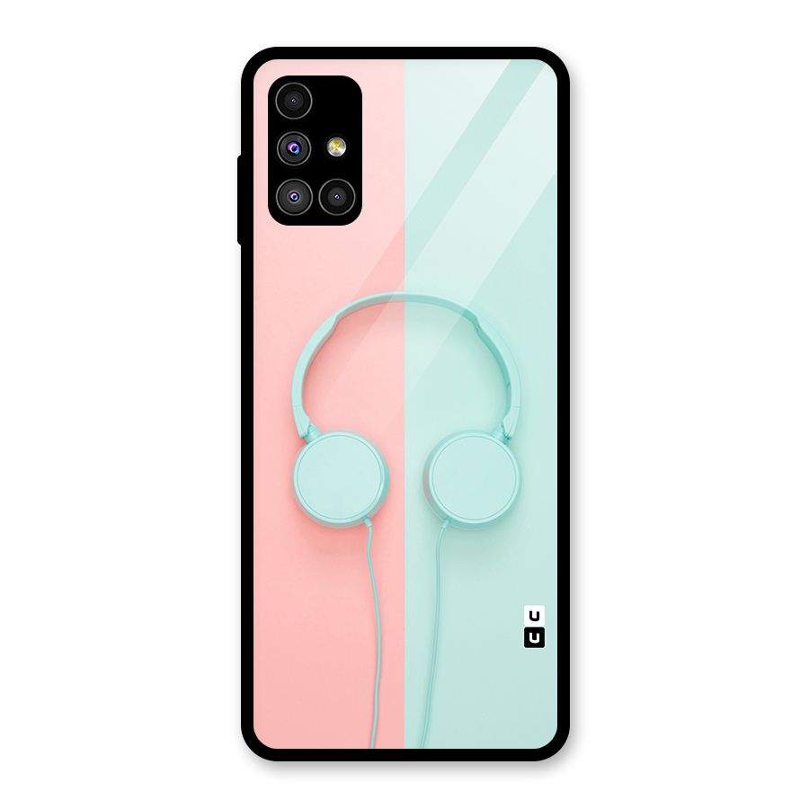 Pastel Headphones Glass Back Case for Galaxy M51