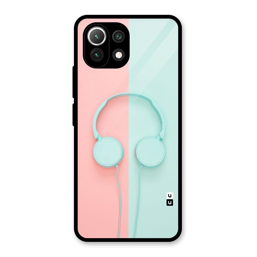 Pastel Headphones Glass Back Case for Mi 11 Lite