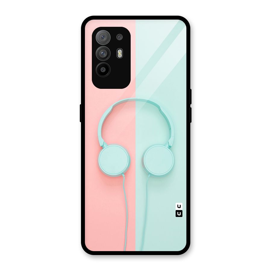 Pastel Headphones Glass Back Case for Oppo F19 Pro Plus 5G