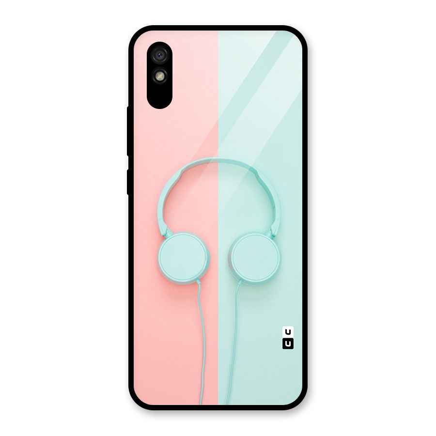 Pastel Headphones Glass Back Case for Redmi 9A