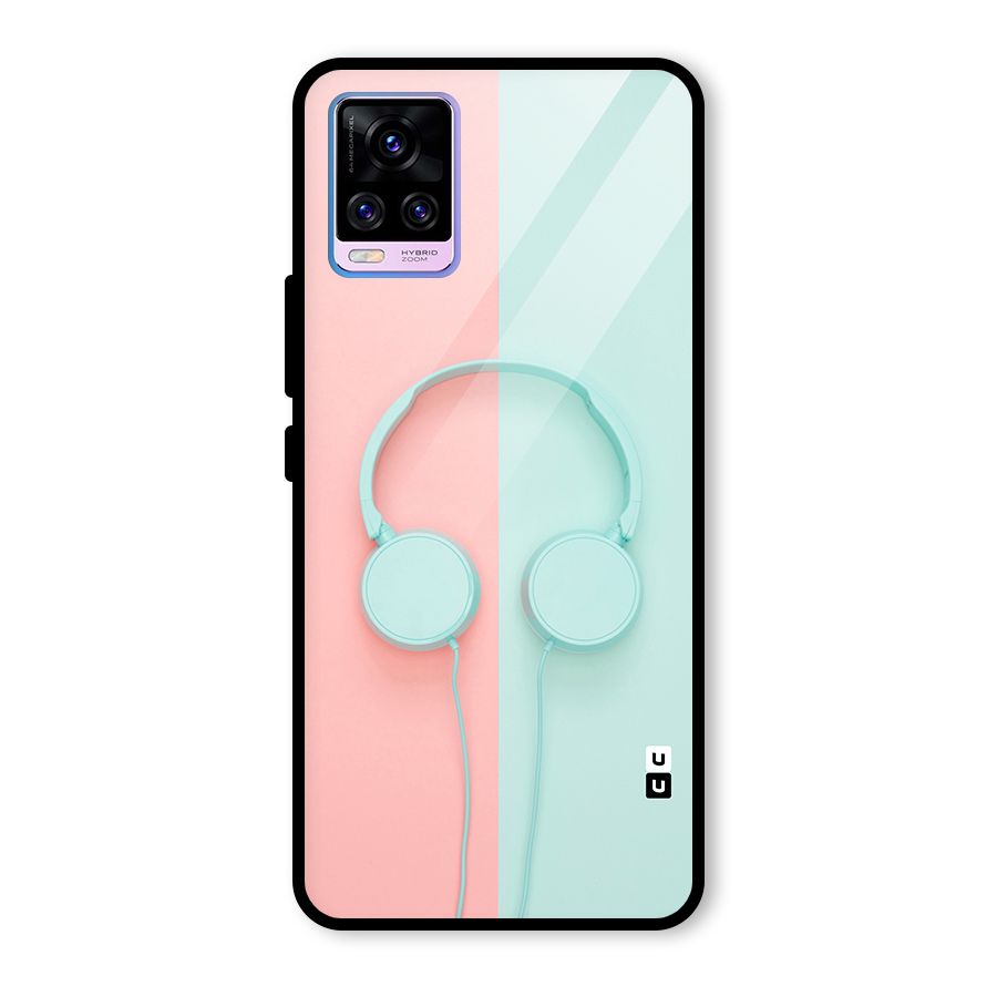 Pastel Headphones Glass Back Case for Vivo V20 Pro