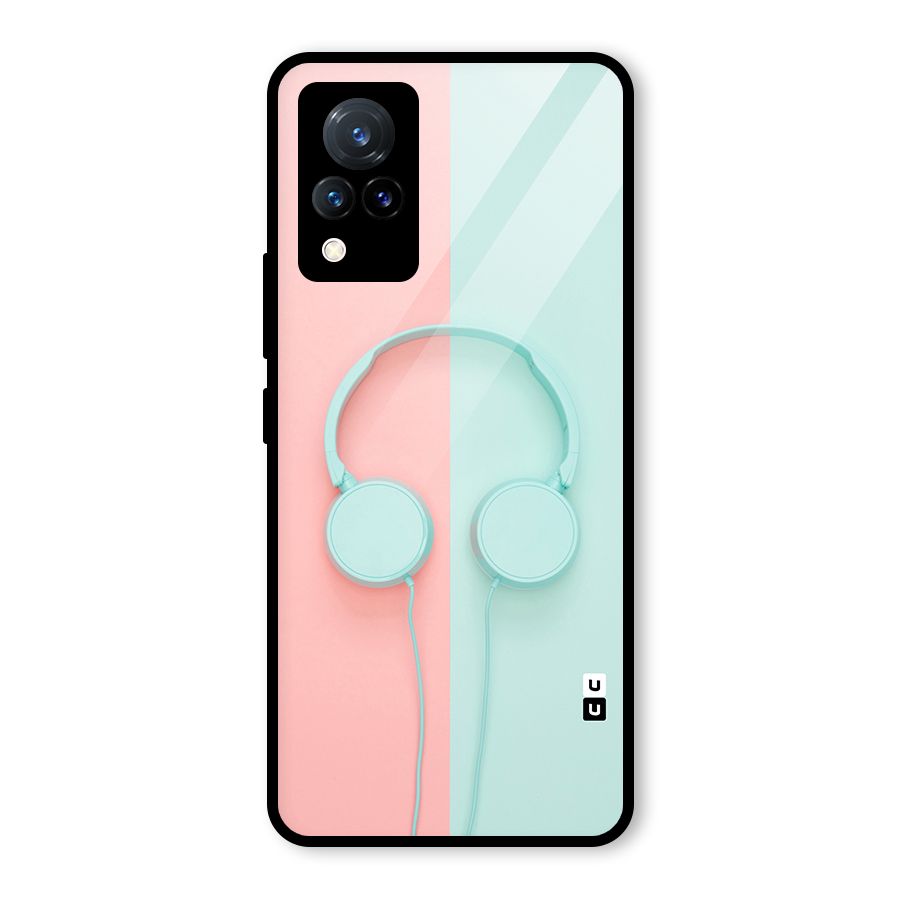 Pastel Headphones Glass Back Case for Vivo V21 5G