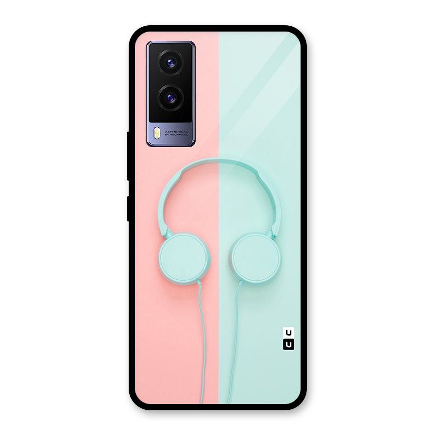 Pastel Headphones Glass Back Case for Vivo V21e 5G