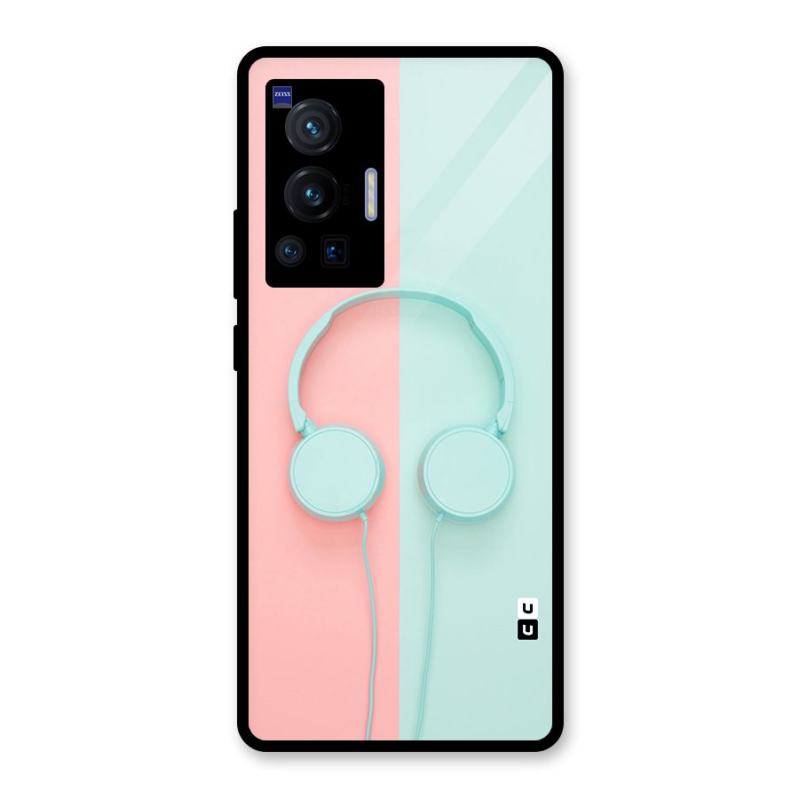 Pastel Headphones Glass Back Case for Vivo X70 Pro