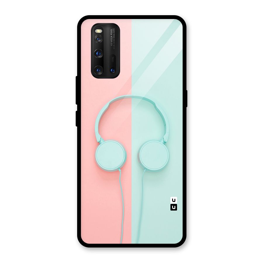 Pastel Headphones Glass Back Case for Vivo iQOO 3
