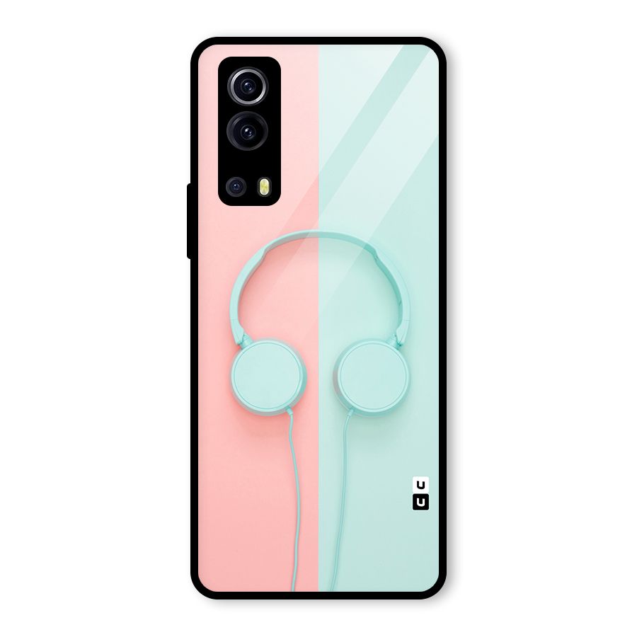 Pastel Headphones Glass Back Case for Vivo iQOO Z3