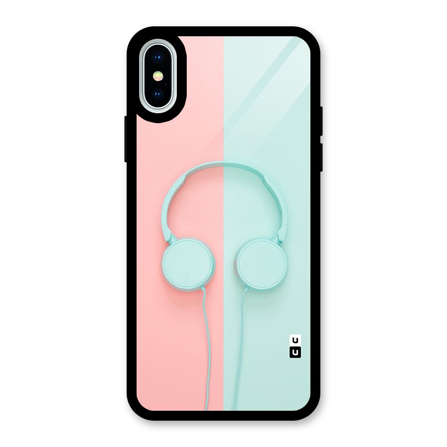 Pastel Headphones Glass Back Case for iPhone X