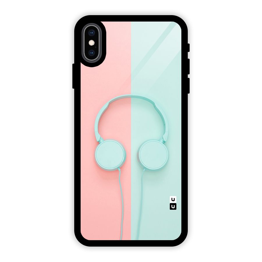 Pastel Headphones Glass Back Case for iPhone XS Max