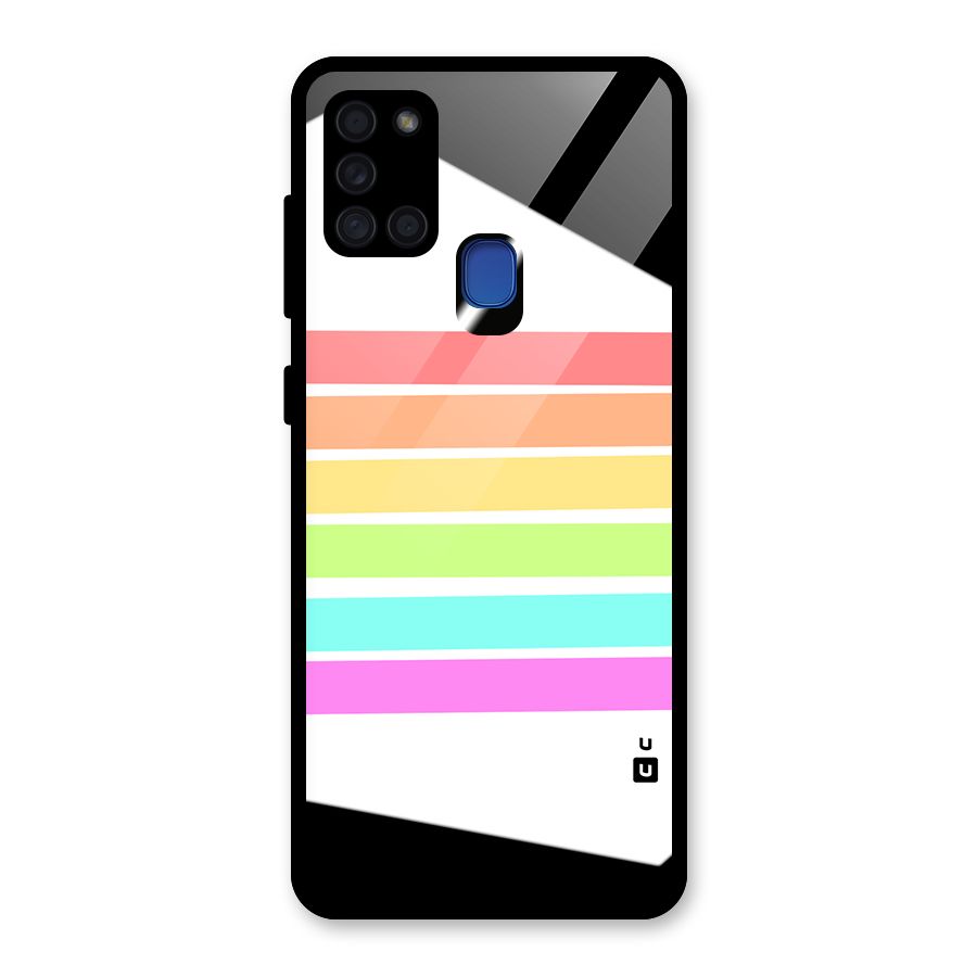 Pastel Pride Horizontal Stripes Glass Back Case for Galaxy A21s