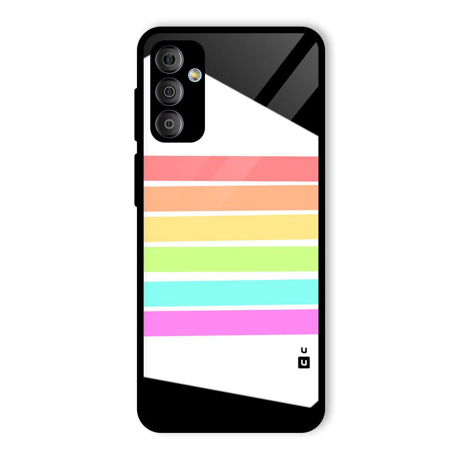 Pastel Pride Horizontal Stripes Glass Back Case for Galaxy F23