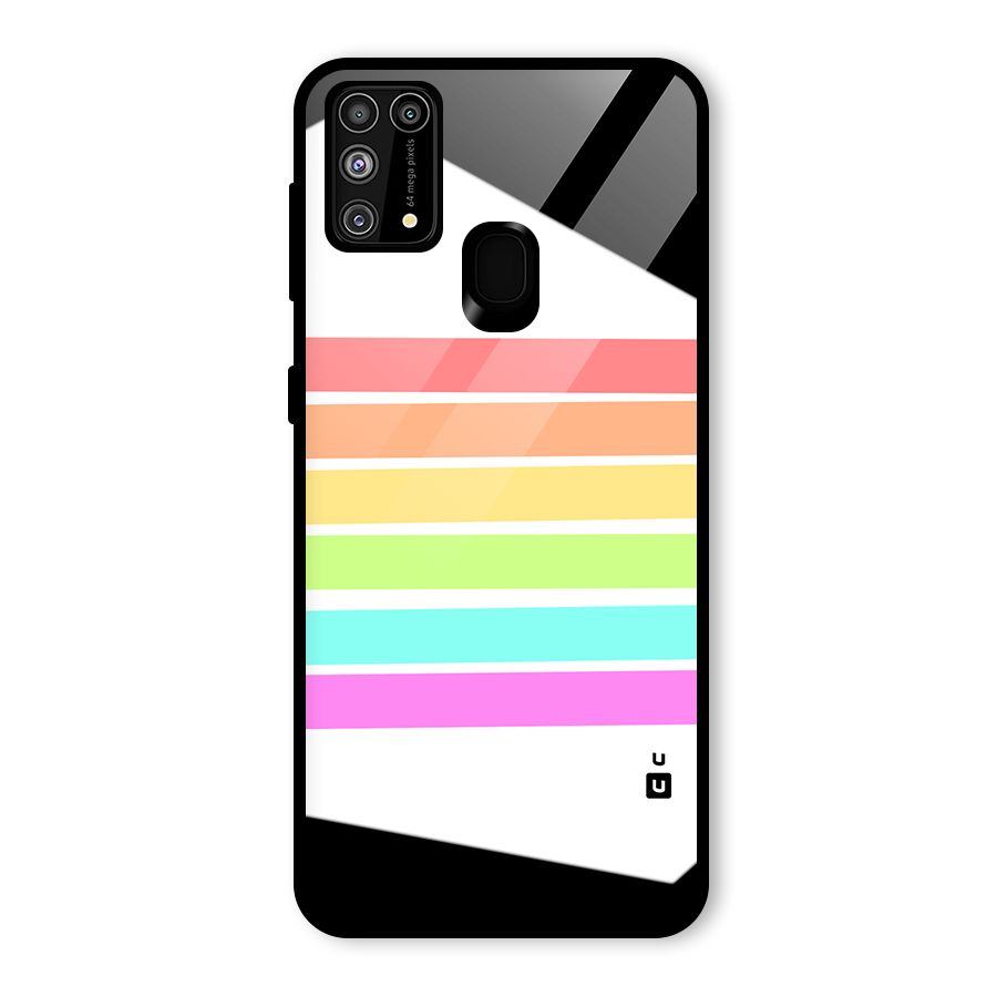 Pastel Pride Horizontal Stripes Glass Back Case for Galaxy F41