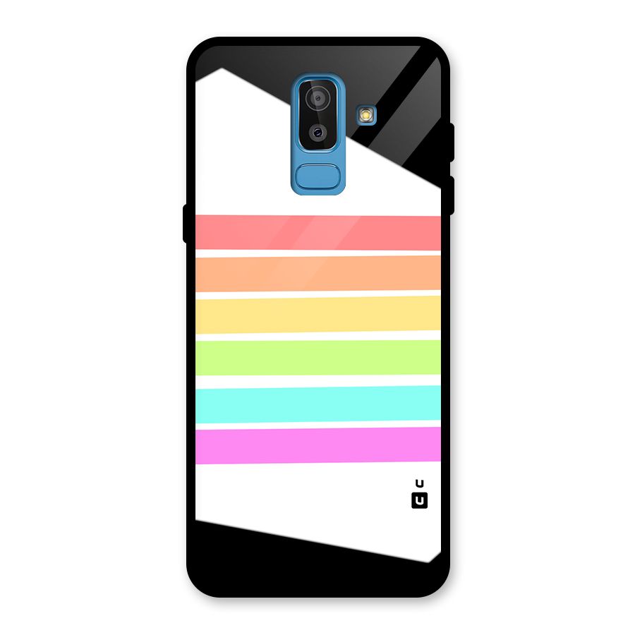 Pastel Pride Horizontal Stripes Glass Back Case for Galaxy J8