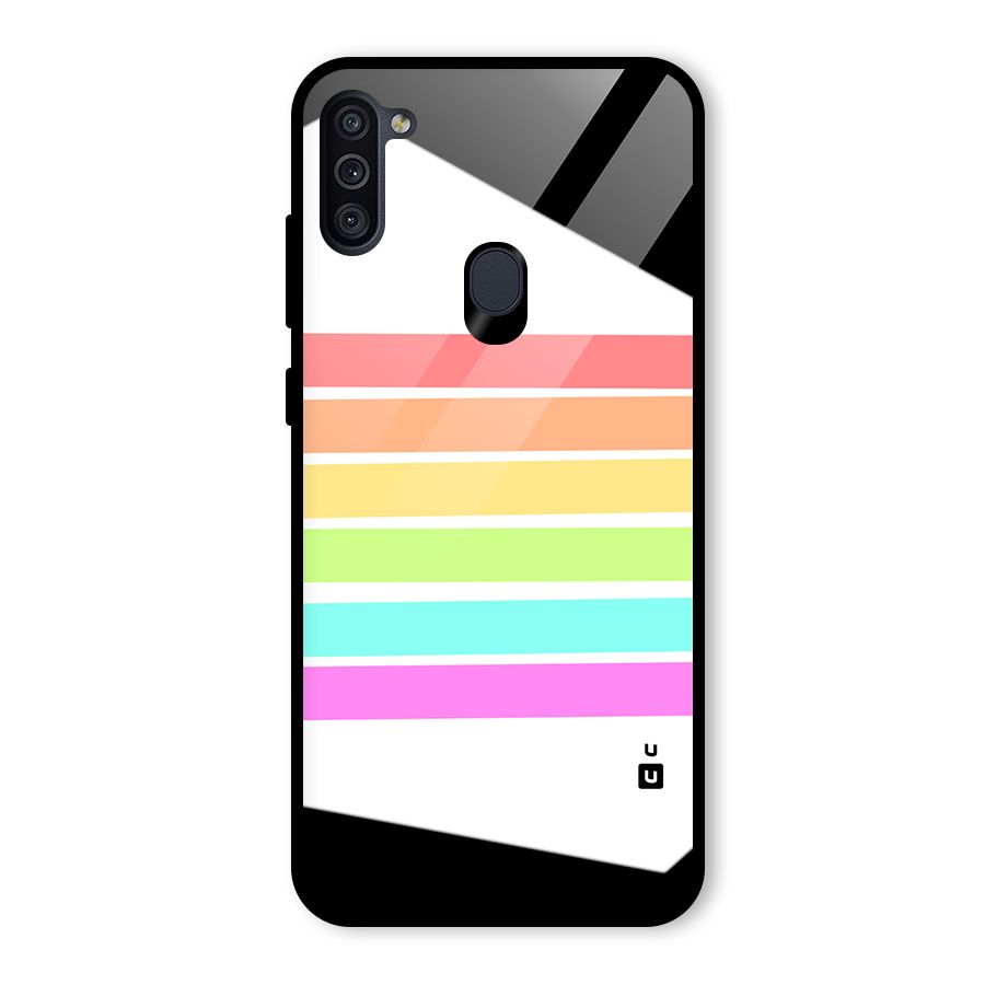 Pastel Pride Horizontal Stripes Glass Back Case for Galaxy M11