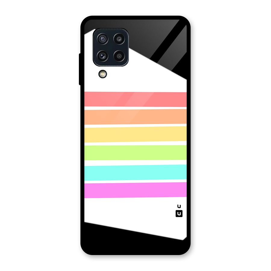 Pastel Pride Horizontal Stripes Glass Back Case for Galaxy M32