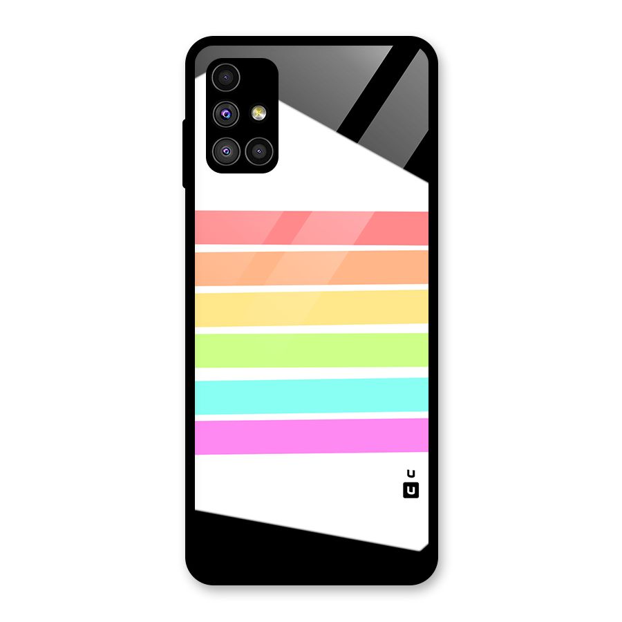Pastel Pride Horizontal Stripes Glass Back Case for Galaxy M51
