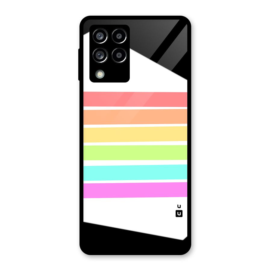 Pastel Pride Horizontal Stripes Glass Back Case for Galaxy M53 5G