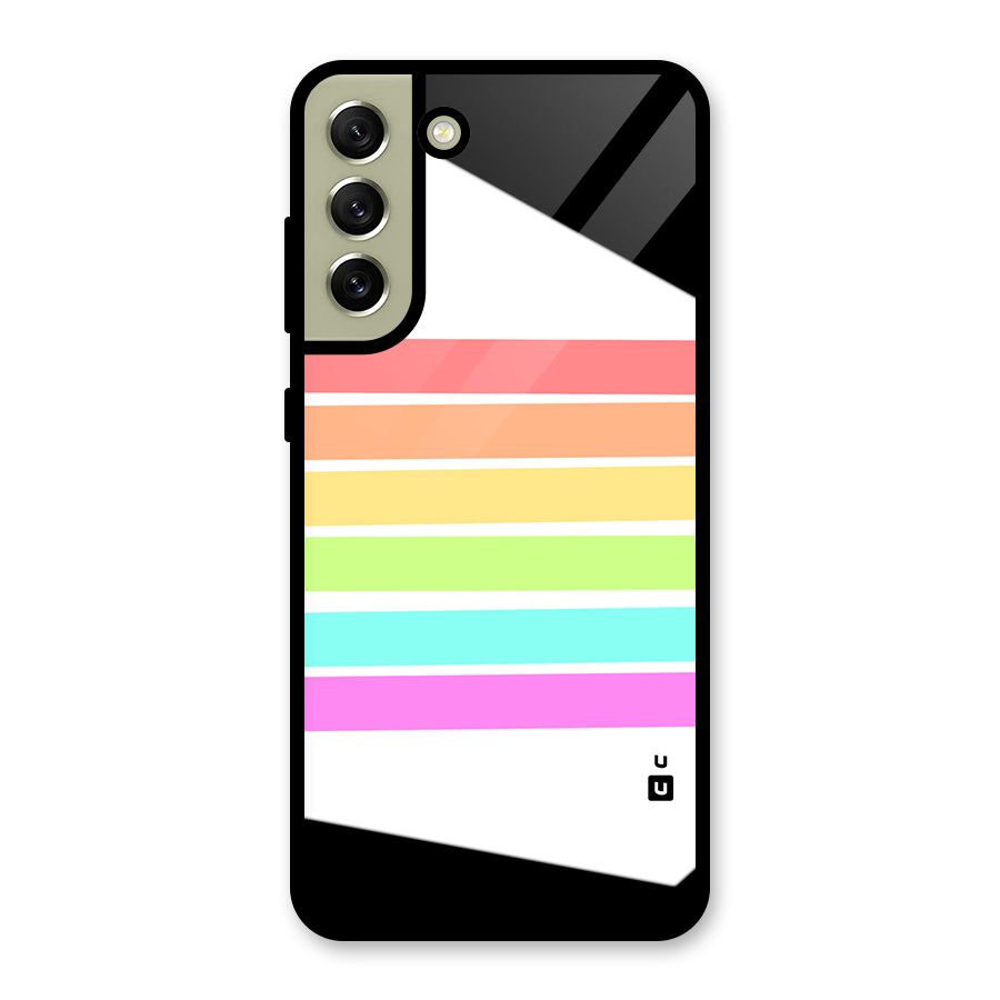 Pastel Pride Horizontal Stripes Glass Back Case for Galaxy S21 FE 5G