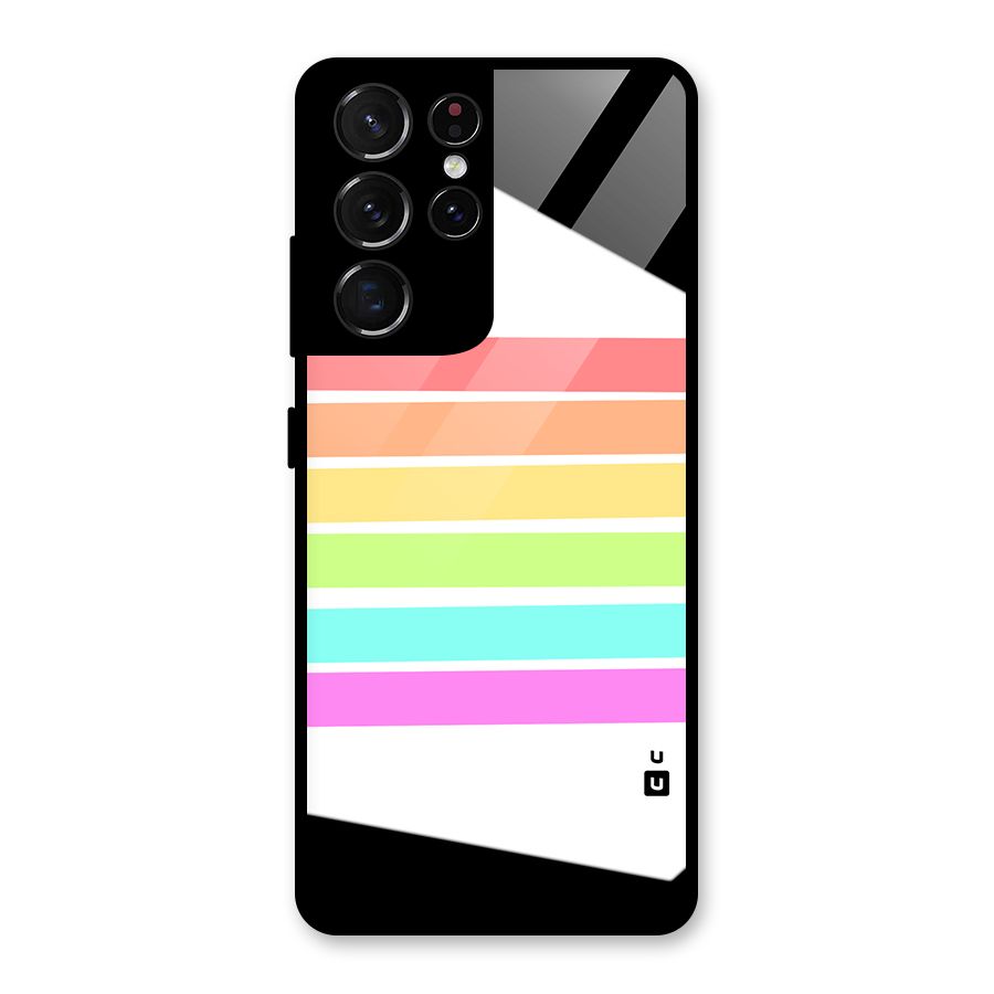 Pastel Pride Horizontal Stripes Glass Back Case for Galaxy S21 Ultra 5G