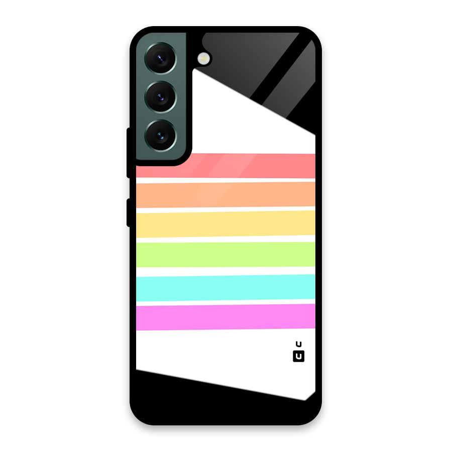 Pastel Pride Horizontal Stripes Glass Back Case for Galaxy S22 5G