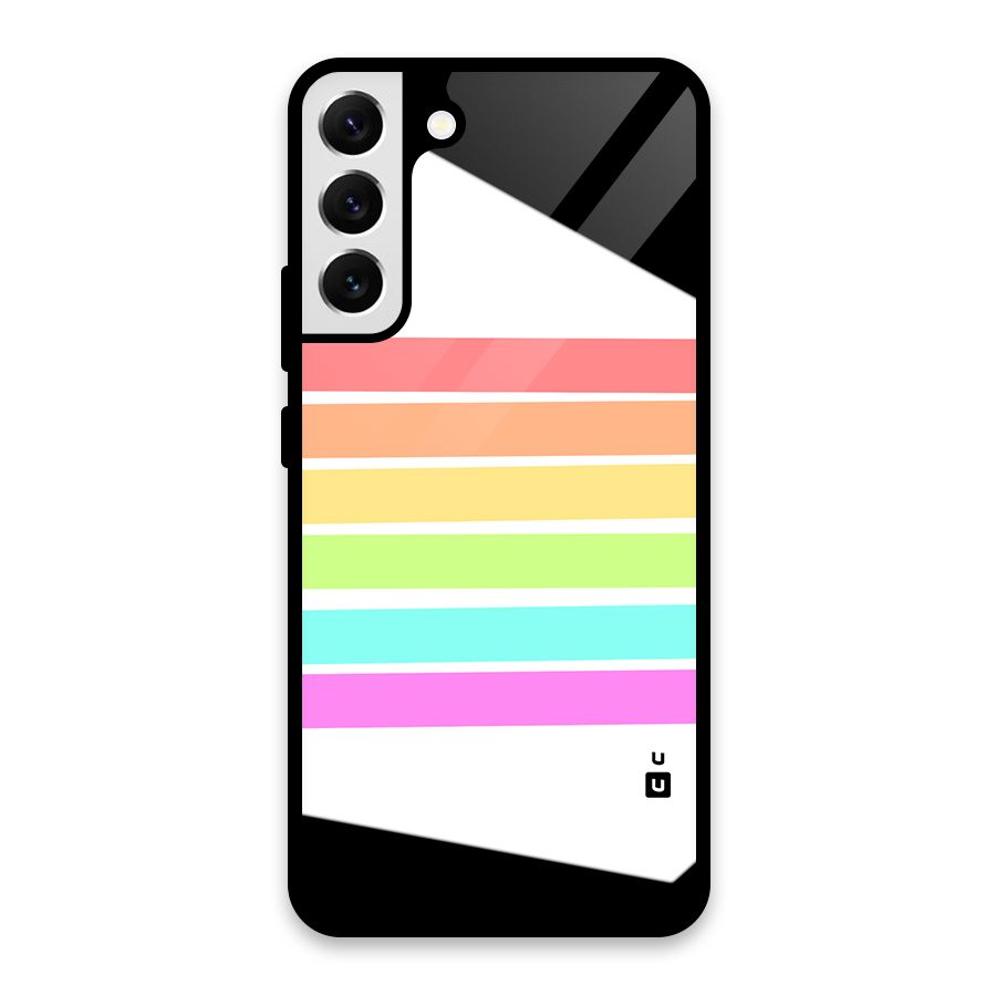 Pastel Pride Horizontal Stripes Glass Back Case for Galaxy S22 Plus 5G