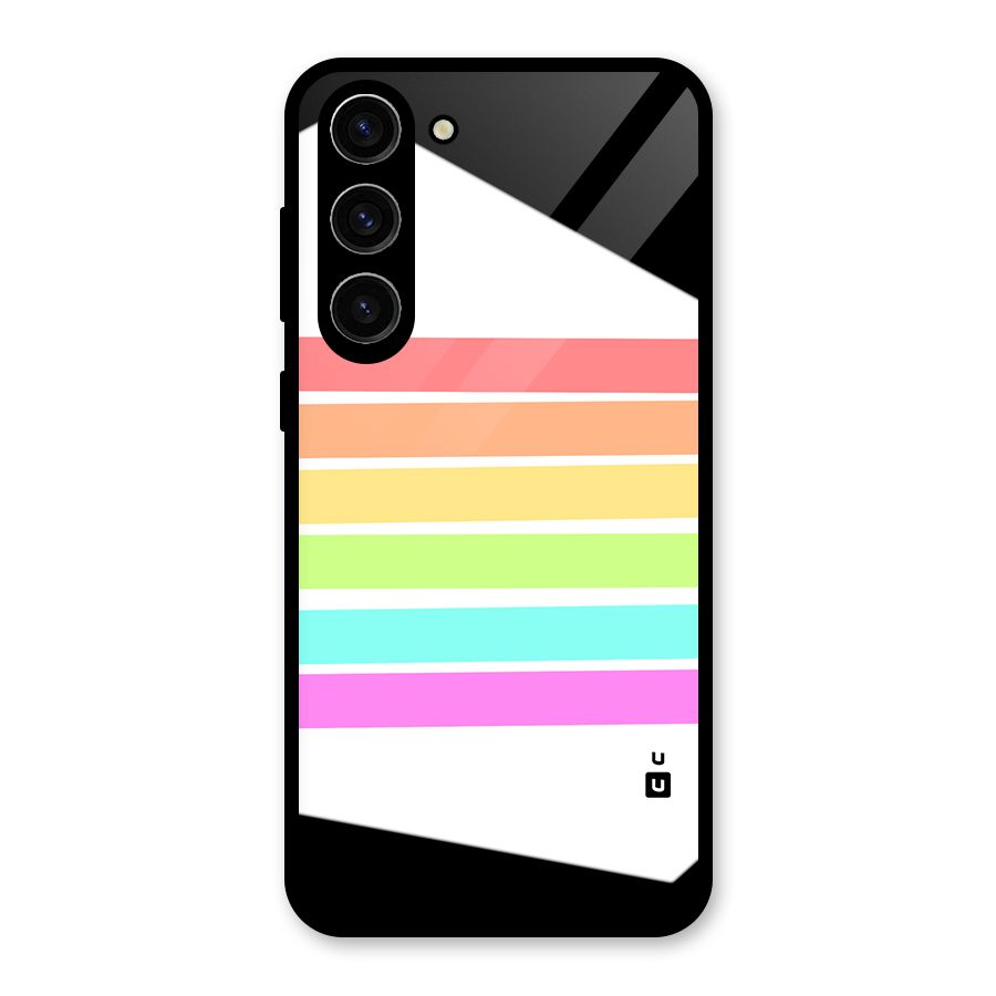Pastel Pride Horizontal Stripes Glass Back Case for Galaxy S23 Plus