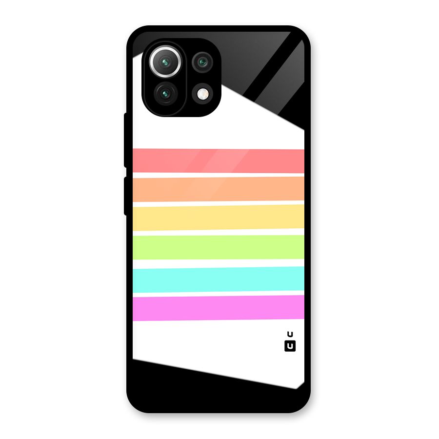Pastel Pride Horizontal Stripes Glass Back Case for Mi 11 Lite NE 5G