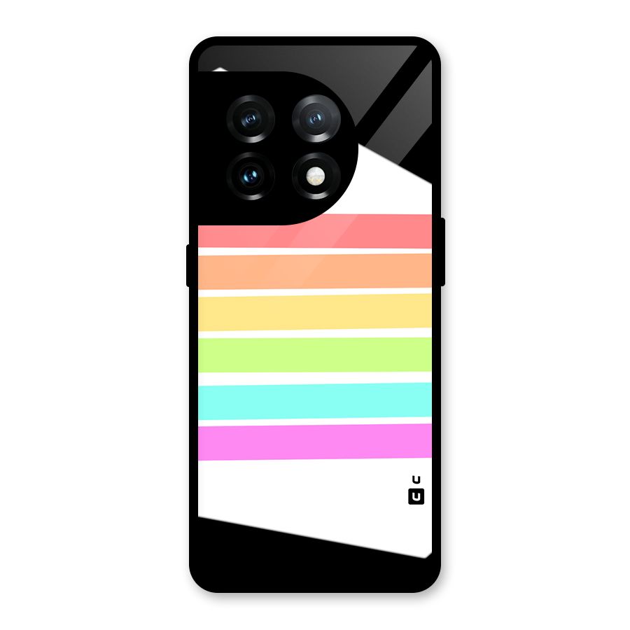 Pastel Pride Horizontal Stripes Glass Back Case for OnePlus 11